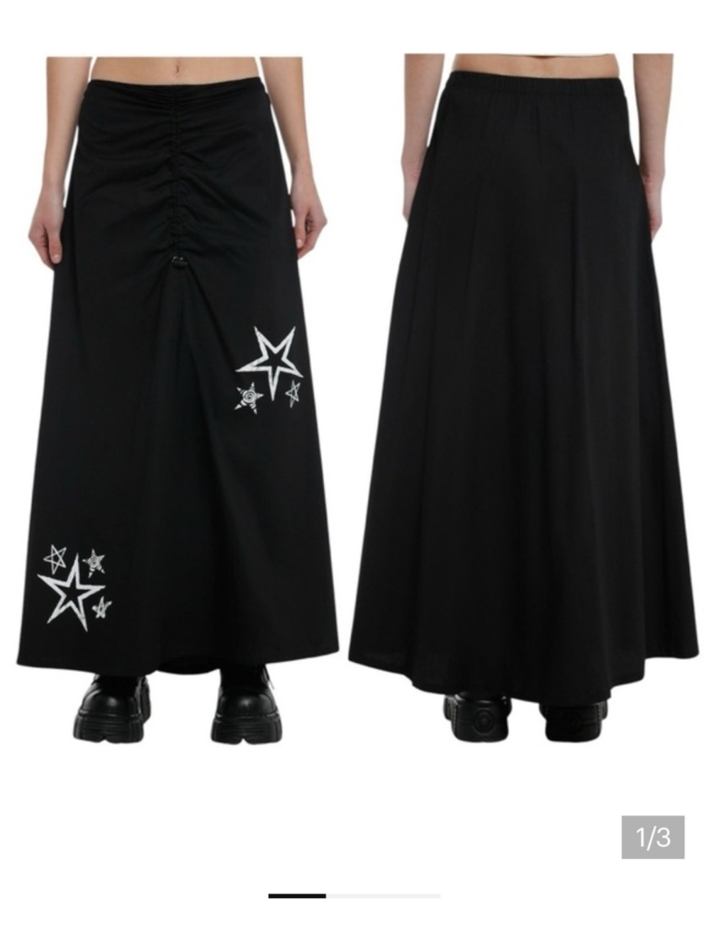 Hot Topic Black Maxi Skirt with White Star Motif